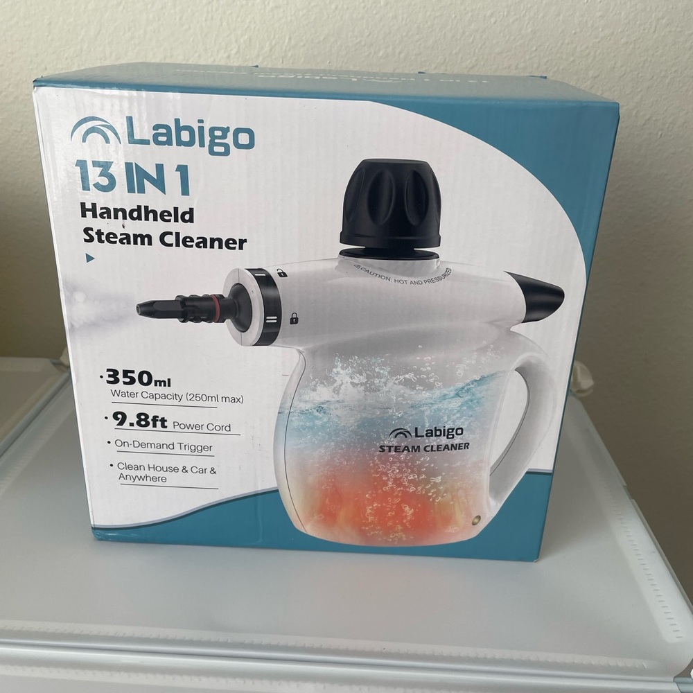 LABIGO White Handheld Steam Cleaner - 13-in-1 cleaning viral water car house